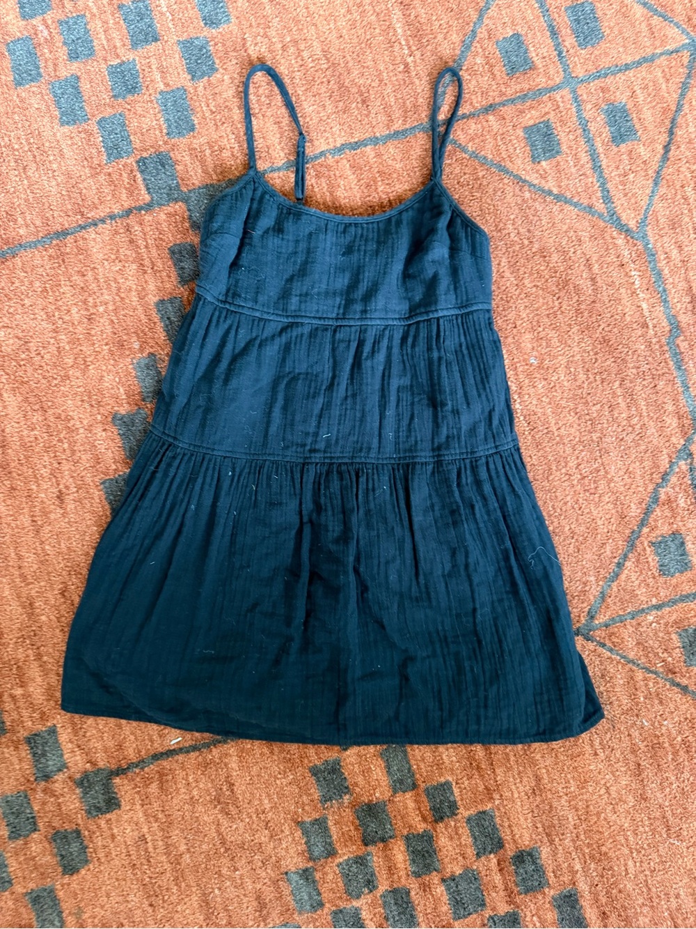 Sunday Best Black Tiered Spaghetti Strap Mini Dress